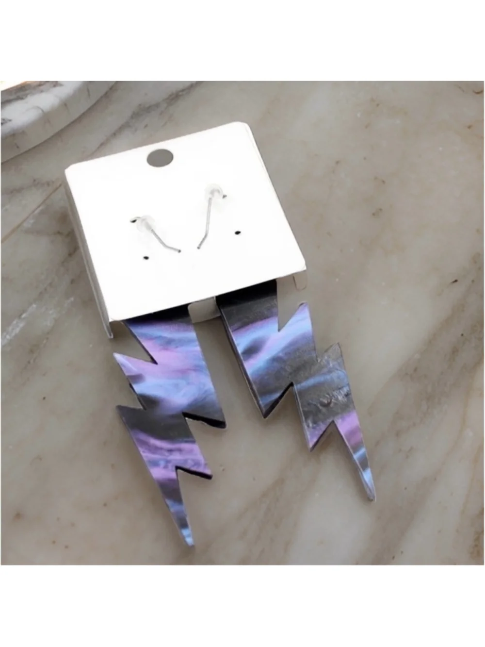 NEW Purple lightning bolt french hook lightweight earrings NWT